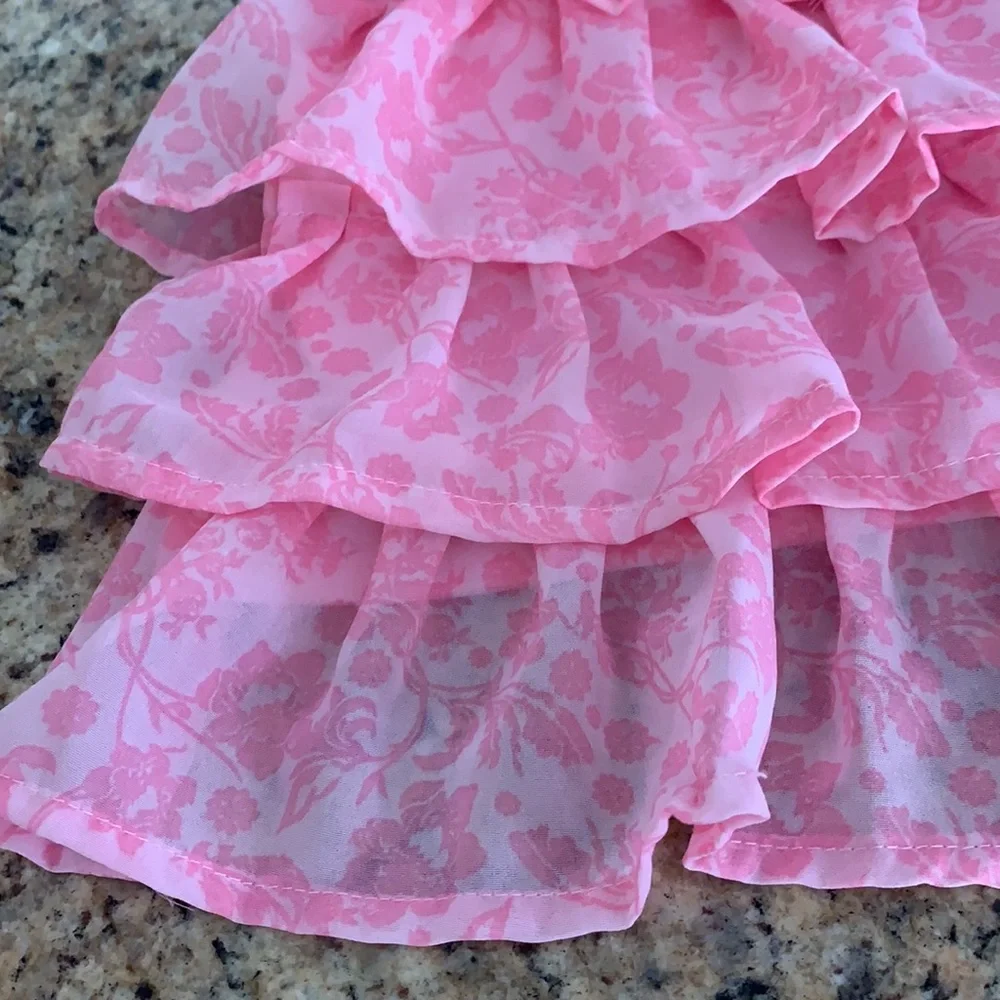Dog pink tiered dress